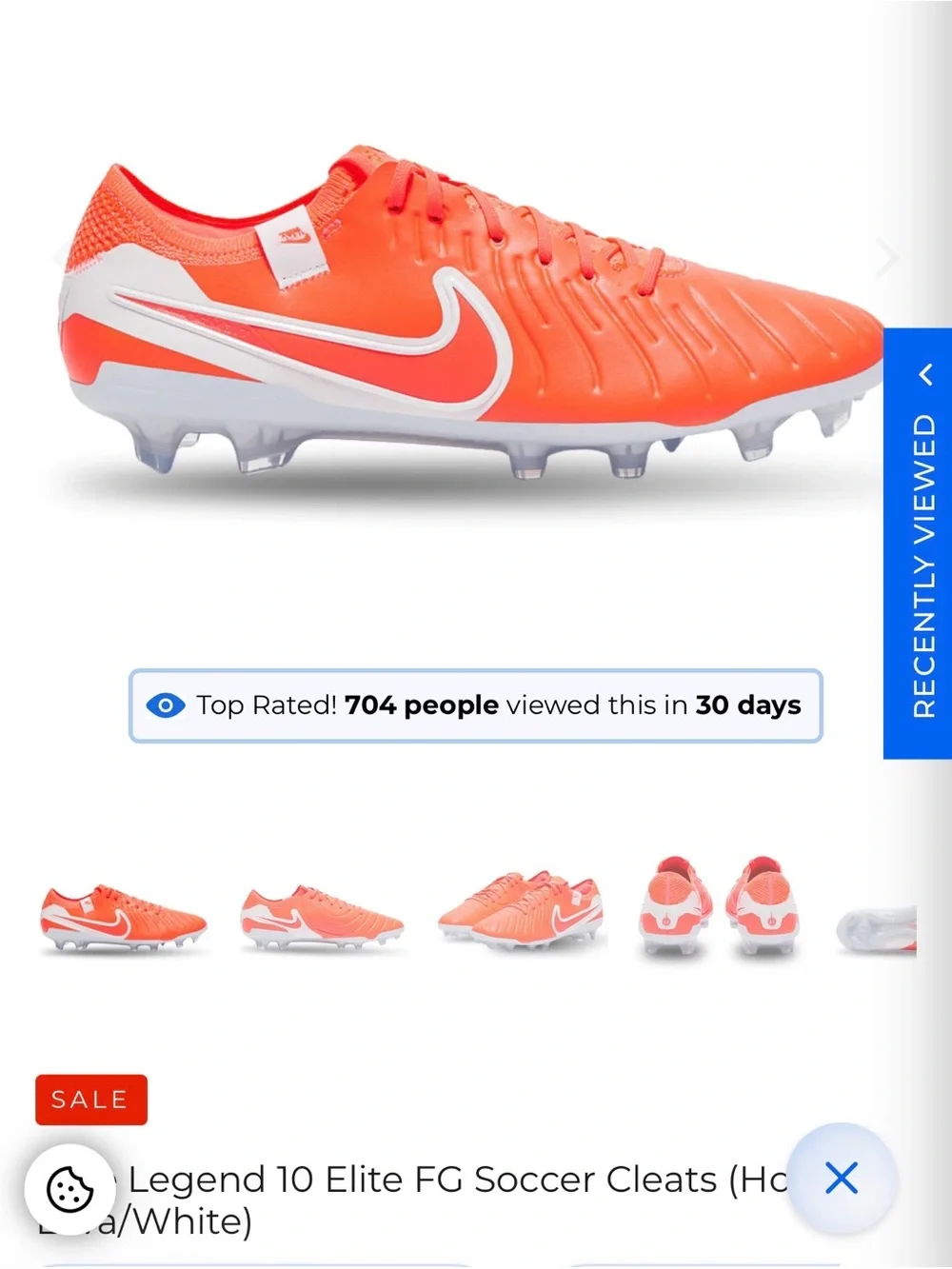 Men’s Nike Tiempo Legend 10 Elite FG - Hot Lava/white - size 7.5